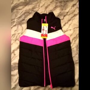 Puma: NWT,  Black, Pink, and White  Puffer Vest